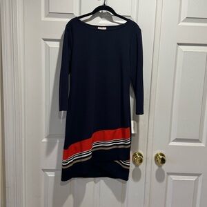 Dressbarn Navy Colorblock Dress with Red Stripe - Size M